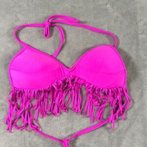 Arizona Jean Co Womens Hot Pink Fringe Push Up Bikini Top AB783T852 Size Medium